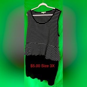 Black and white striped top peplum dress.